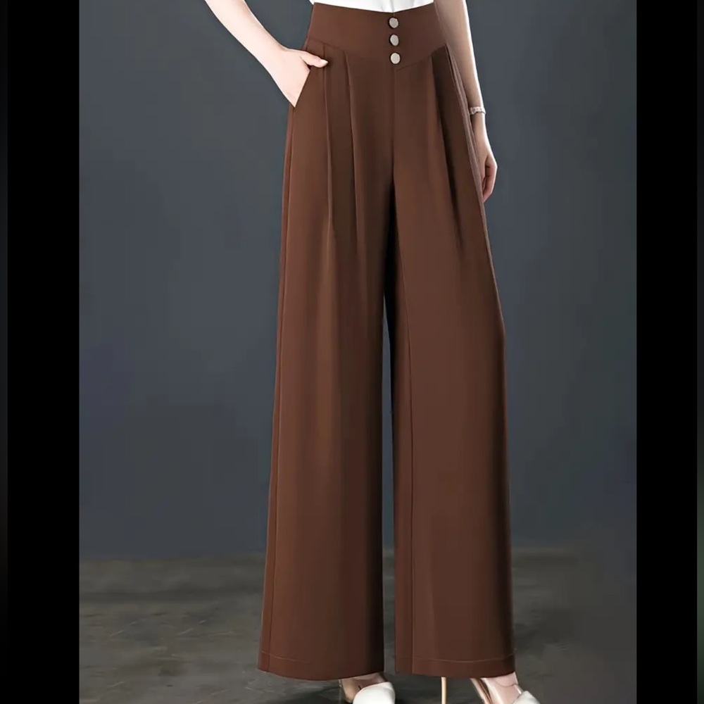 Stylish high waist wide leg pants.